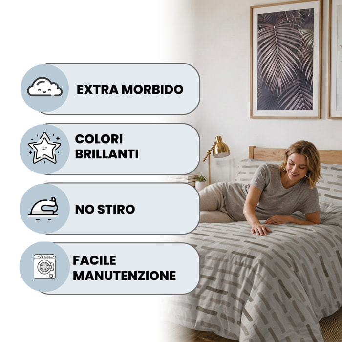 PARURE COPRIPIUMINO PIAZZA E MEZZA KARMA - 100% Microfibra