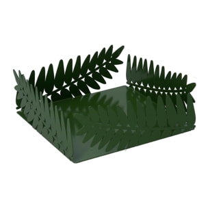 Portatovaglioli in metallo foglia d'alloro verde scuro rettangolare cm16,5x16,5h6,5