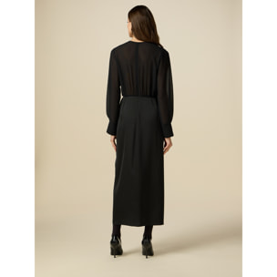 Oltre - Long dress with satin skirt - Negro