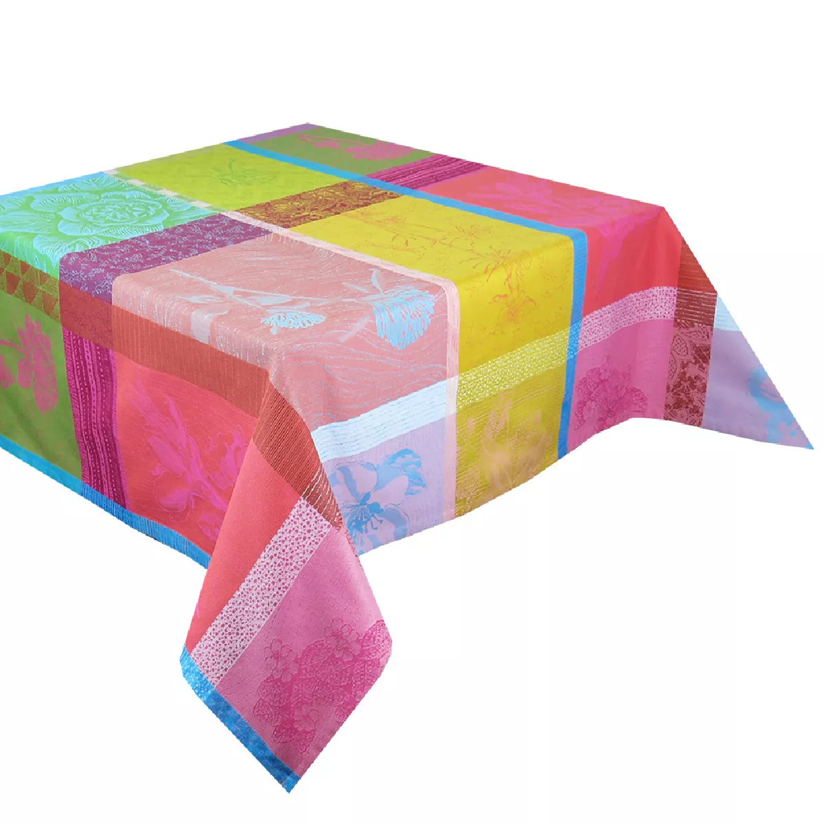 Nappe pur coton motif jacquard multicolore Mille gardenias bourgeons