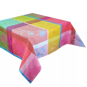 Nappe pur coton motif jacquard multicolore Mille gardenias bourgeons