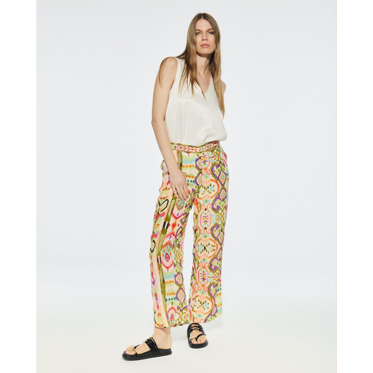 Pantaloni seta stampa culotte