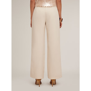 Motivi - Pantaloni palazzo a vita alta in tessuto crêpe - Bianco