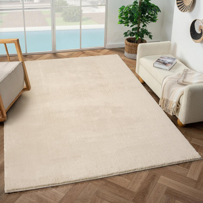 Tapis longs poils shaggy tissé motif uni MITA