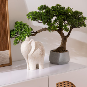 Statuette éléphant "Nola" beige H23cm