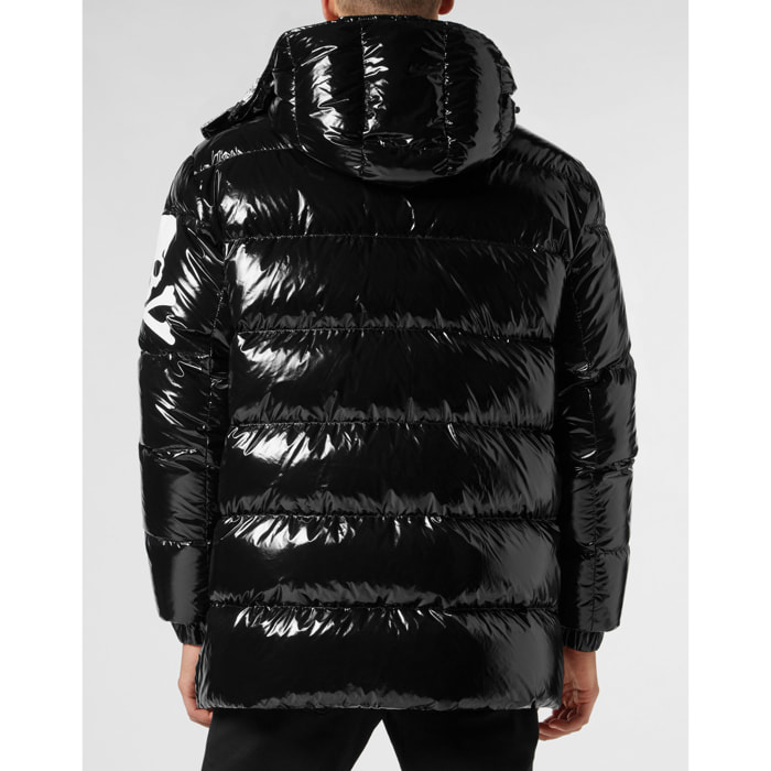 PHILIPP PLEIN Long Down Jacket SKULL&BONES