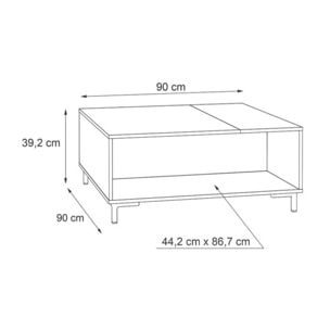 Table basse en bois moderne avec rangements béton gris - UNIVERSE