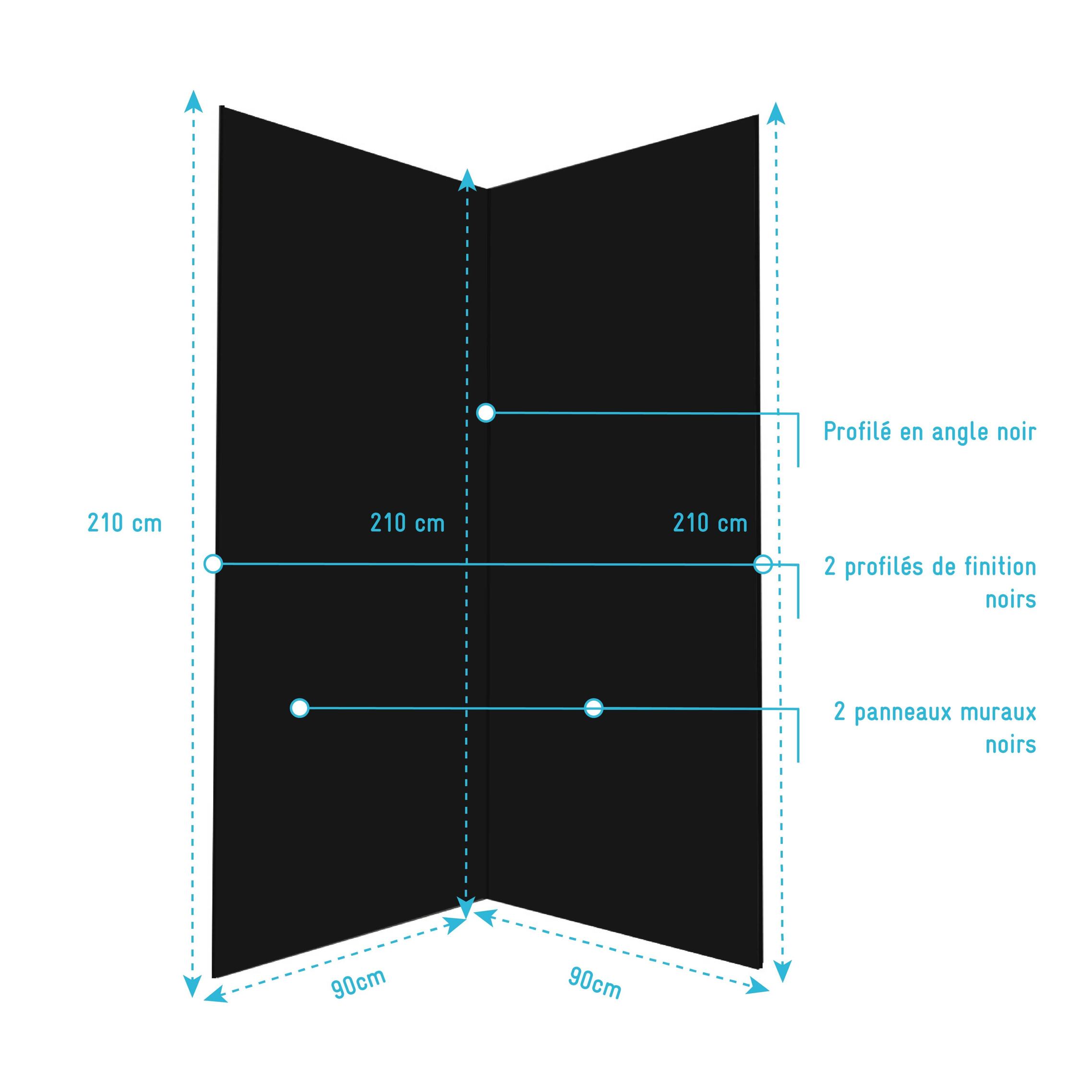Pack 2 Panneaux Muraux en Aluminium Noir 90x210 cm + Profilés Noir - WALL'IT