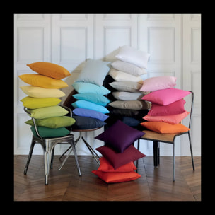 Housse de coussin pur coton uni bordeaux Confettis garance