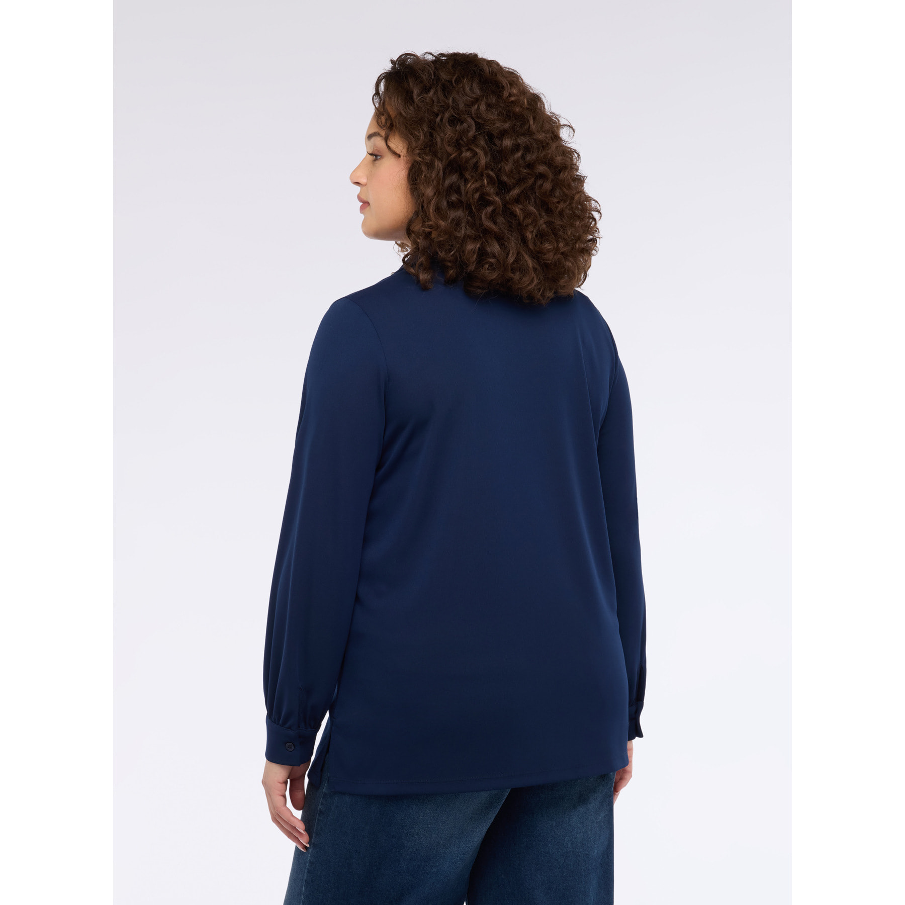 Fiorella Rubino - Camiseta de jersey con cuello precioso - Azul