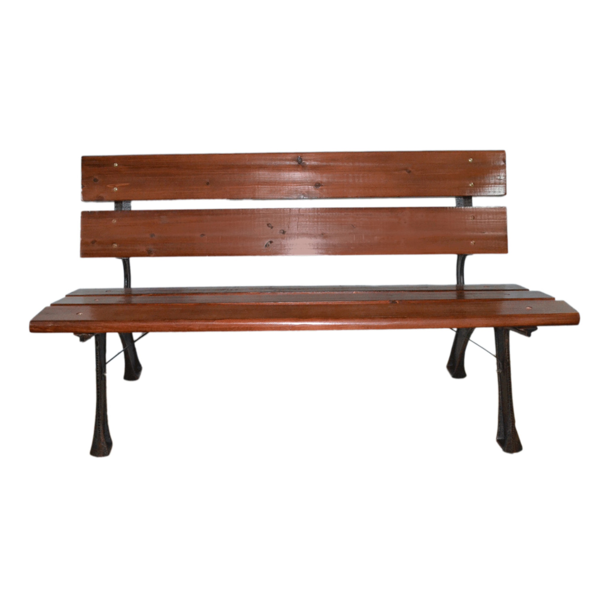 Hyde Park Junior - Panchina da giardino in legno impregnato e ghisa. Panca per esterno 2 posti. 122x60xH72 cm