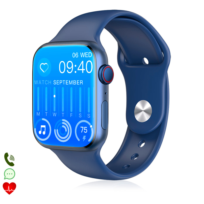 Smartwatch W29 Max con pantalla de 2.1 y modo always on. Monitor cardiaco 24h, O2 en sangre, Termómetro corporal,notificaciones de Apps.