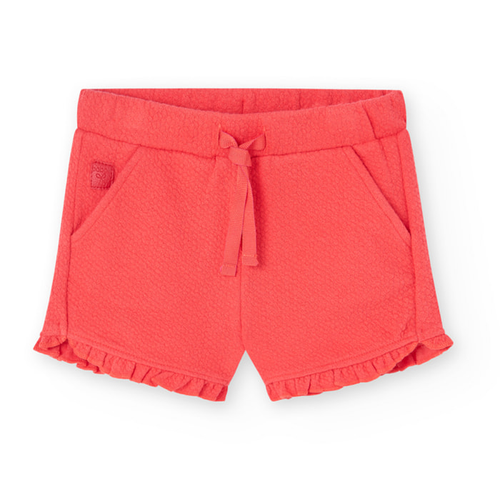 Short liso para niÃ±a en relieve de color rojo