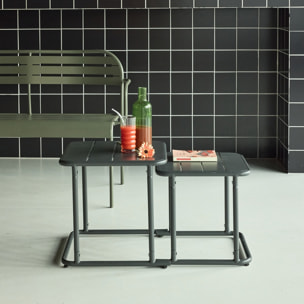 Table gigogne extérieure carrée en acier AMÉLIA