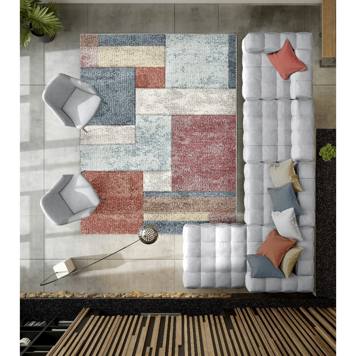 Tappeto Stile Moderno Geometrico Multicolore