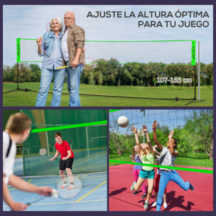 Set de Bádminton de 7 Piezas Juego de Bádminton con 2 Raquetas de Bádminton 3 Bádminton 2 Raquetas de Pickleball 2 Pickleball Pelota de Voleibol y Red con Soporte Negro y Verde