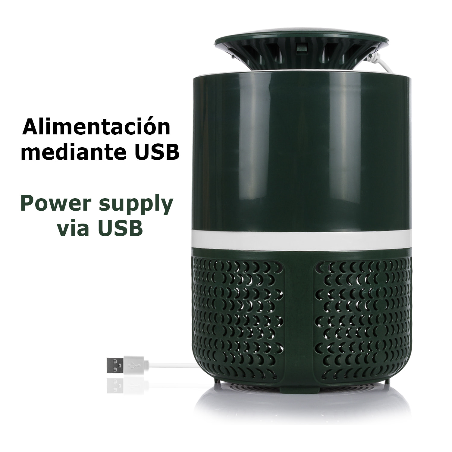 Acchiappamosche elettrico con luce LED, aspirapolvere e serbatoio.