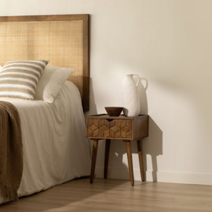 Table de chevet Asoka -bois massif de mangue-couleur noyer 39 x 52 x 35 cm