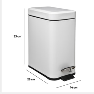 Poubelle rectangulaire soft close inox 5l Blanc