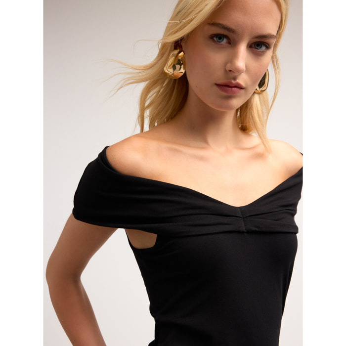 Motivi - T-shirt off-shoulder - Nero