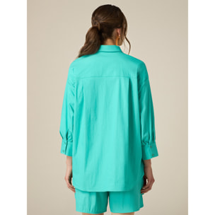 Oltre - Camisa amplia de popelina - Green Water