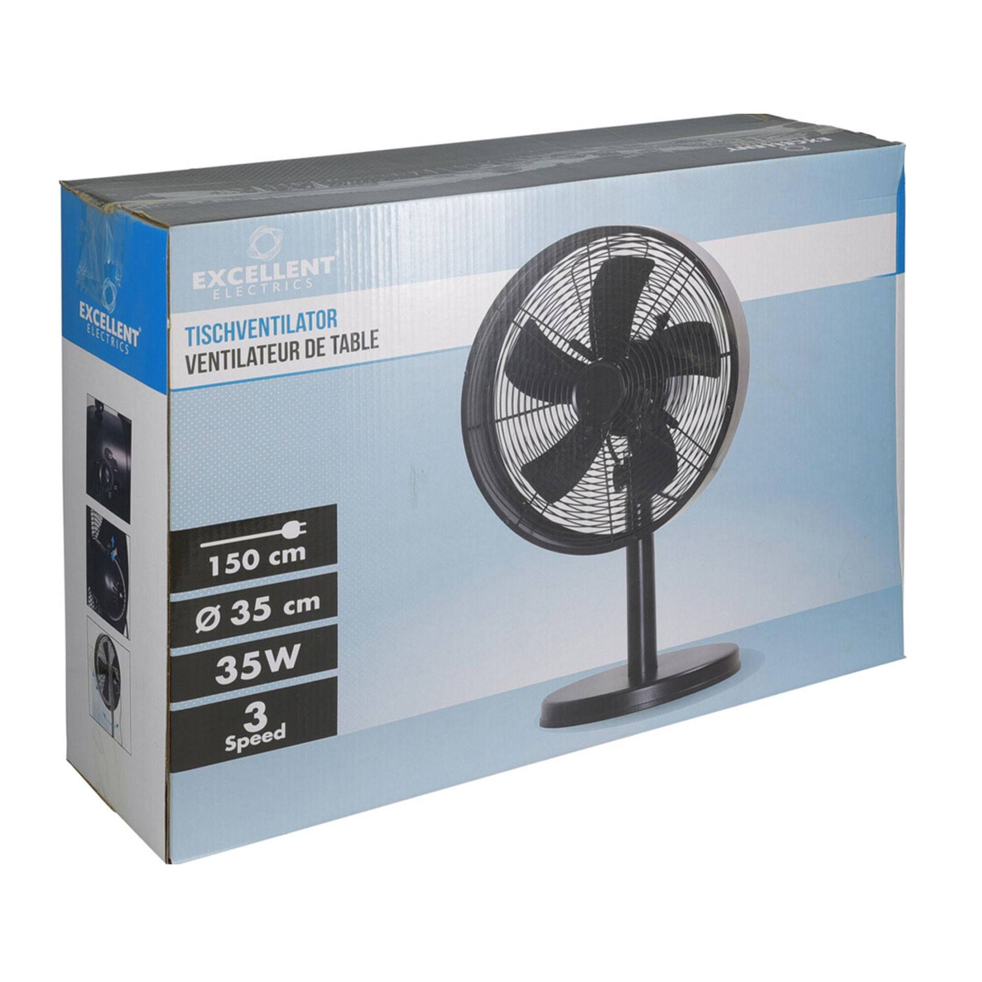 Well Home Ventilador de pie, Ø35cm, 35W, 3 velocidades, oscilación horizontal, 220-240V 50Hz, negro mate