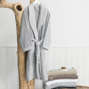 Peignoir pur coton 420 g/m² uni gris Elea nuage