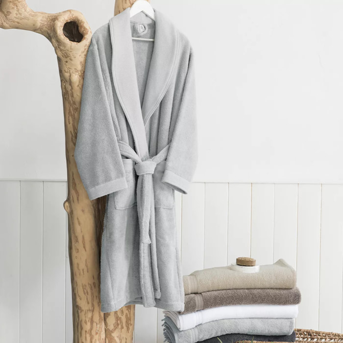 Peignoir pur coton 420 g/m² uni gris Elea nuage