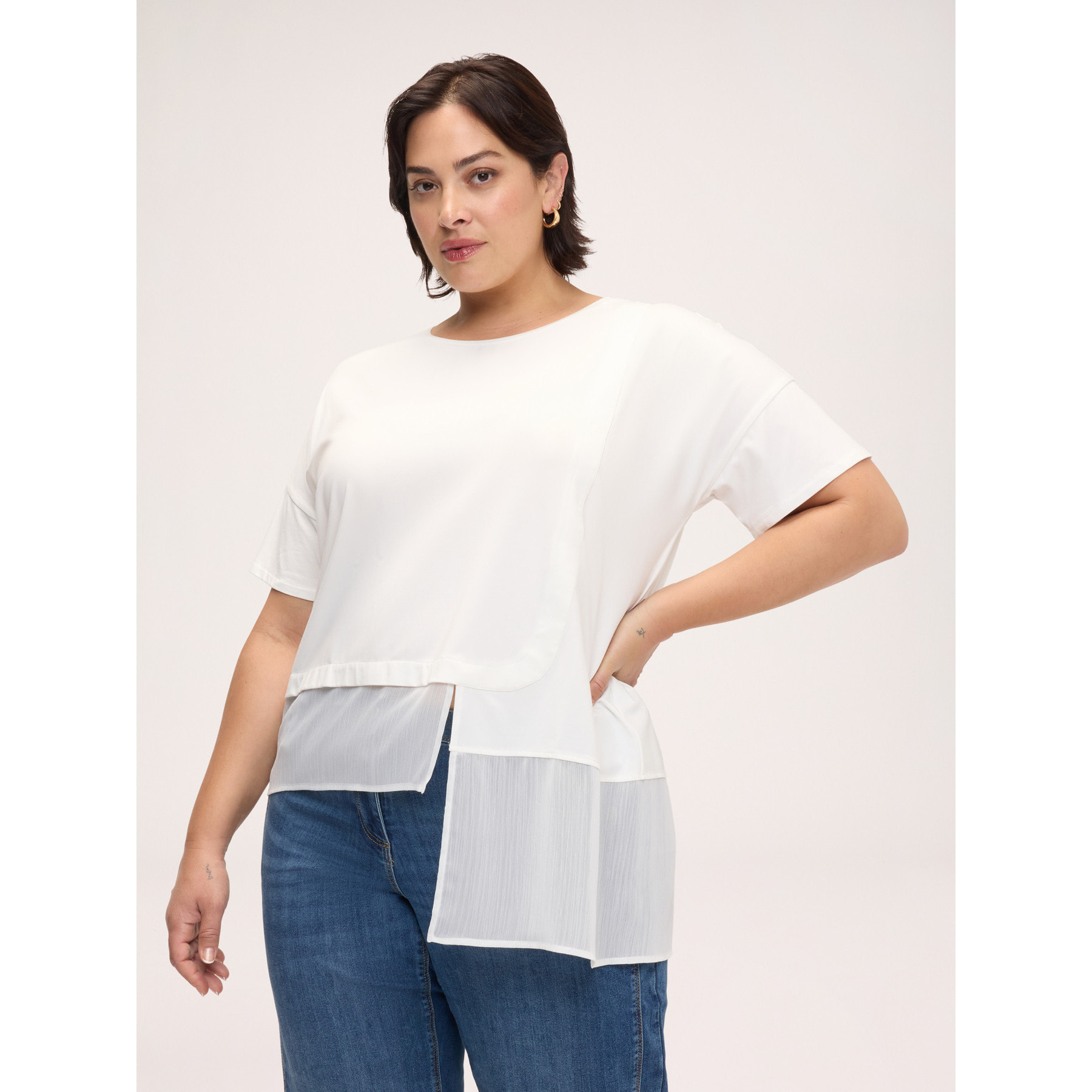 Fiorella Rubino - T-shirt con inserto asimmetrico - Bianco