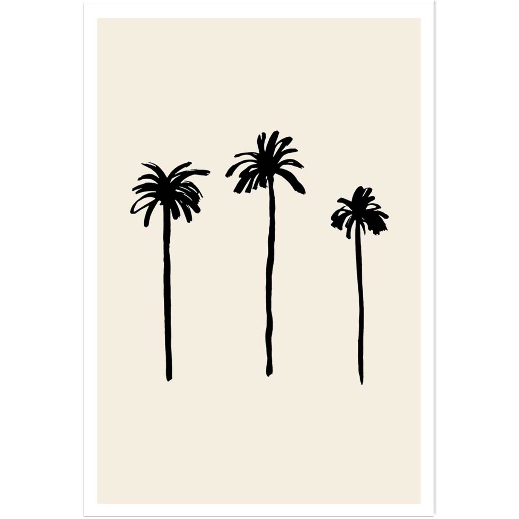 Affiche deco three black palm tree Affiche seule