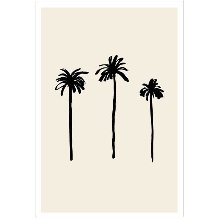 Affiche deco three black palm tree Affiche seule
