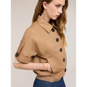 Motivi - Giacca maniche corte misto lino - Marrone