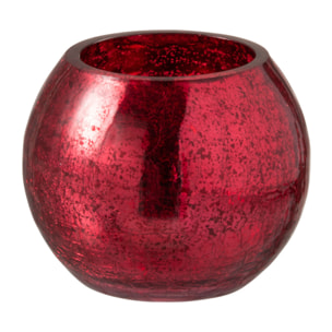 J-Line photophore Bol Craquelé - verre - rouge - small