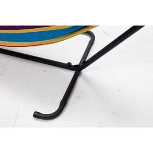 Hamac sur pied 2,6 m avec toile en tissu multicolore SAGUEDO