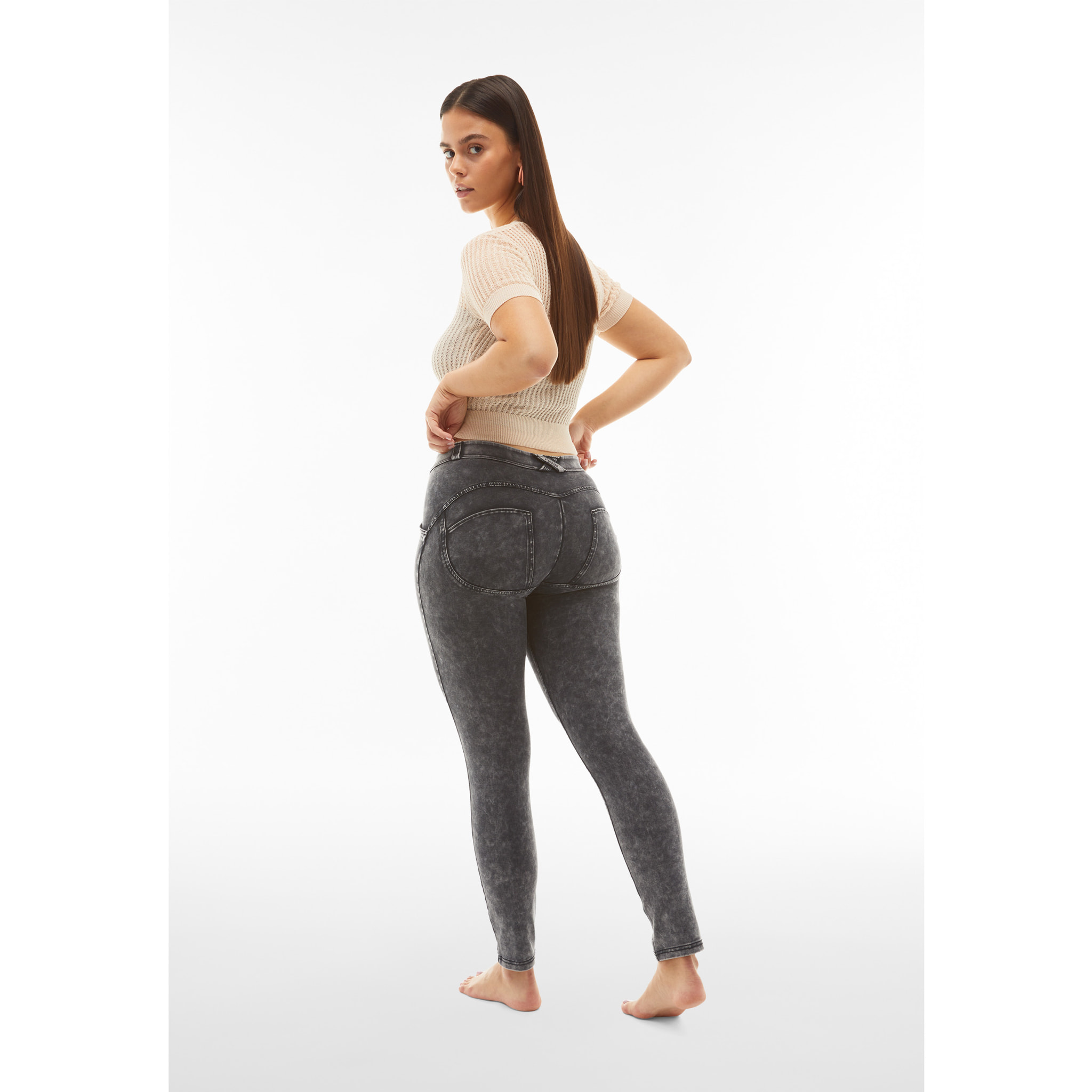 Pantaloni push up WR.UP® tessuto ecologico effetto bleached