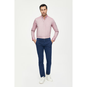 Camicia Uomo 1 Bottone Button Down Slim Cotone Unito Lilla