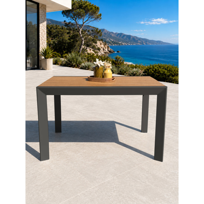 TONGA - Table de jardin 4 places en alu plateau polywood aspect bois