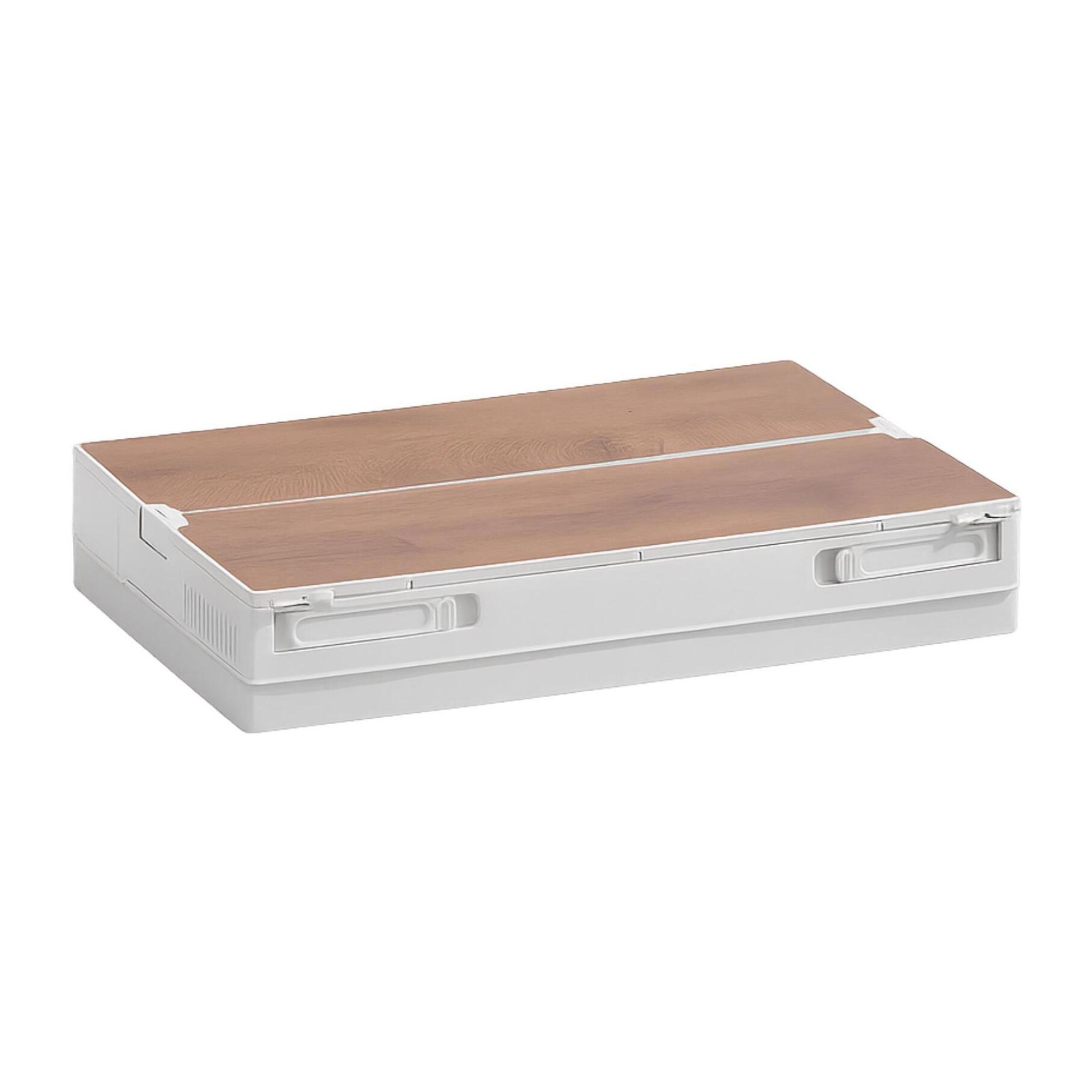 Caja de almacenaje para camping 3 en 1 con patas plegables Blanco 59,2x36,3x32,8cm