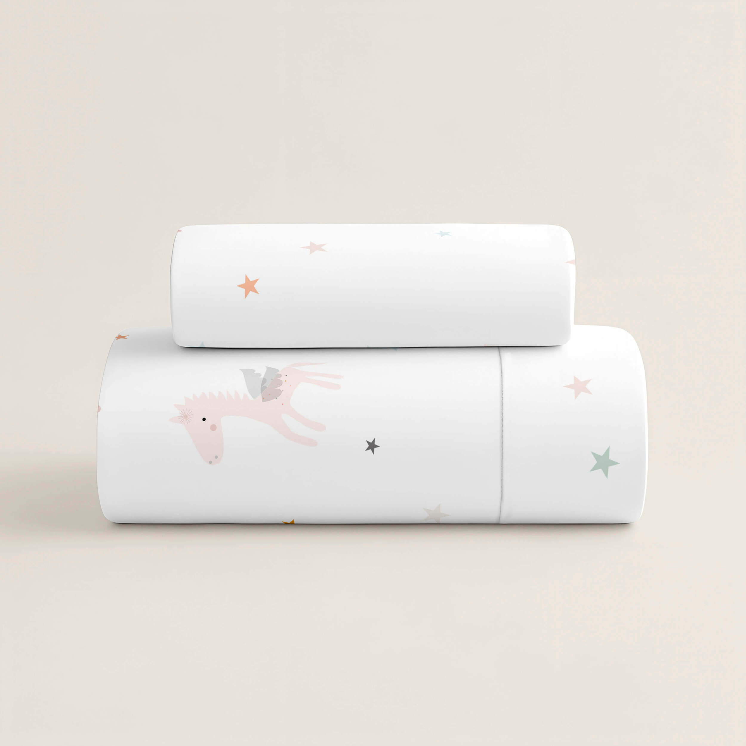 Funda Nórdica Estampada - Reversible - Infantil - Cierre Solapa - 100% Algodón - Incluye 1 Funda de Almohada - Cuna/Maxicuna - Pegaso Mágico