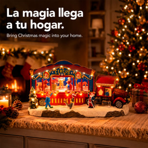 Camión circo navideño con luces led, movimiento y música, usb o pilas 39x15,5x18,5 cm