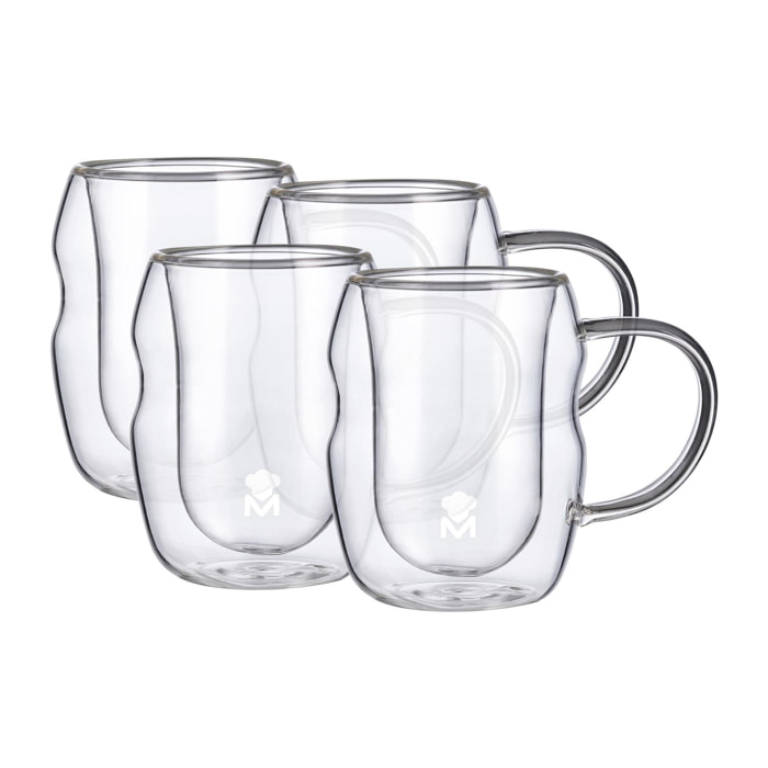 Set de 4 vasos 50ml mixology de doble pared en borosilicato masterpro