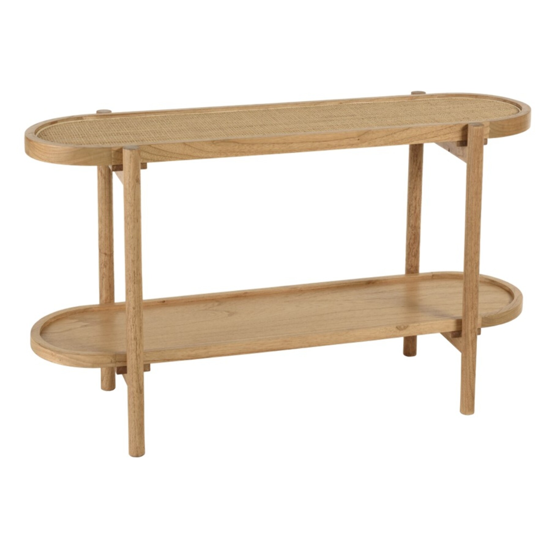 AMY - Console en mindi avec tablette supérieure en rotin naturel AMY