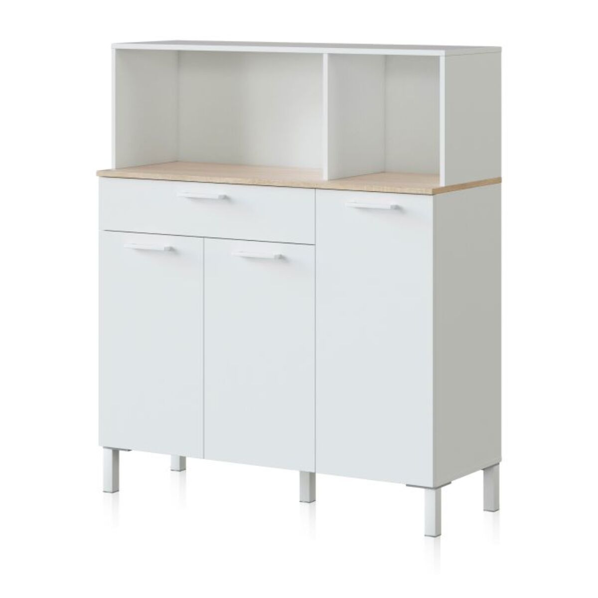 Alacena cocina Colin 3 Puertas Blanco Artik (Blanco Mate) - Roble Canadian