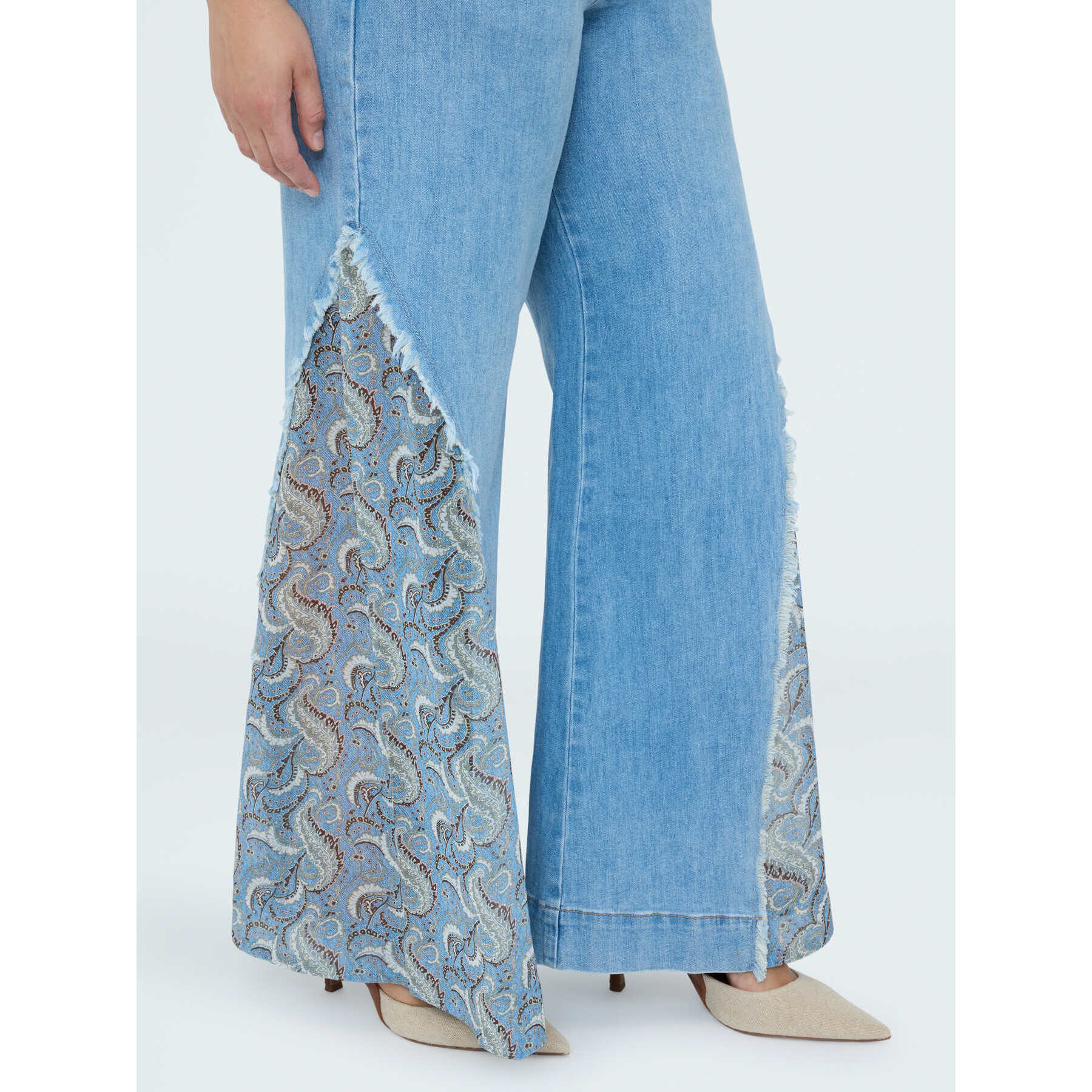 Fiorella Rubino - Jeans Wide Leg con inserto bandana - Light - blue