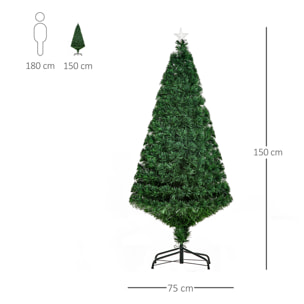 Árbol de Navidad de Fibra Óptica 150cm Multicolor con Base de Soporte