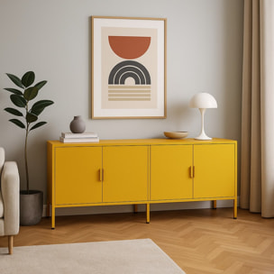 Mobile tv basso in metallo 4 ante 162x40x57 cm senape - Pop