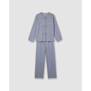 Pijama largo de algodón lazo índigo