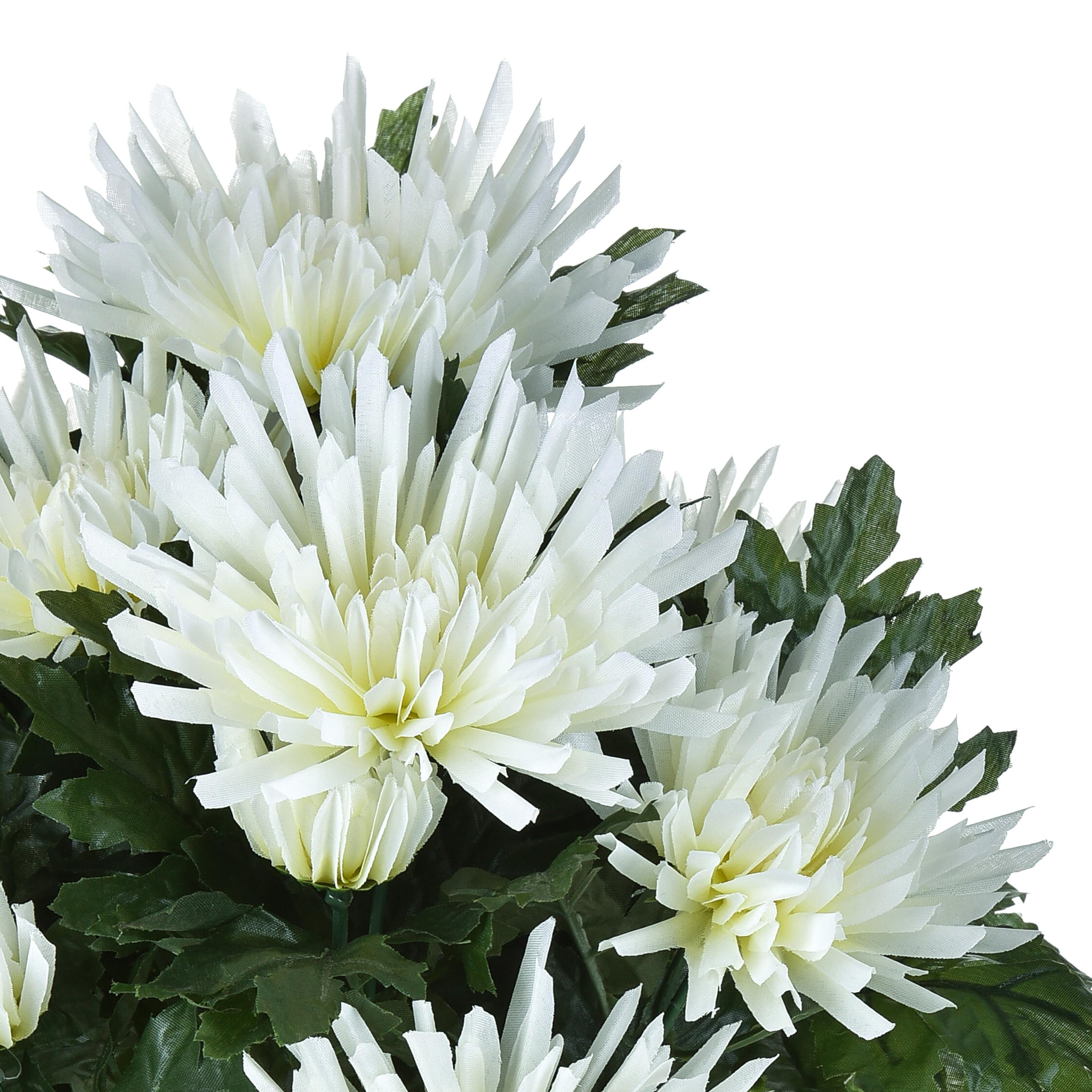 Crisantemo Fuji Spider Con 12 Fiori. Altezza 52 Cm - Pezzi 2 - 23X52X23cm - Colore: bianco - Bianchi Dino - Fiori Artificiali