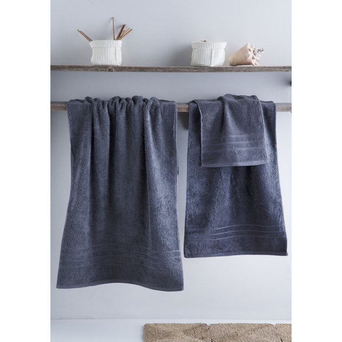 Juego 3 toallas algodón 700 gr/m2 color ANTRACITA