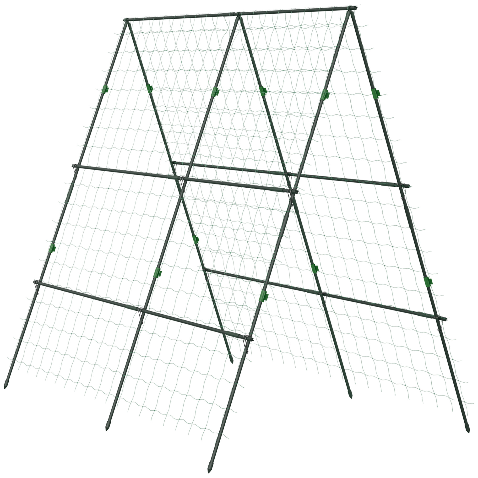 Enrejado de Jardín Triángulo Soporte para Plantas Trepadoras con Marco de Acero para Frutas Verduras Flores Decoración Exterior Patio Terraza 180x100x180 cm Verde